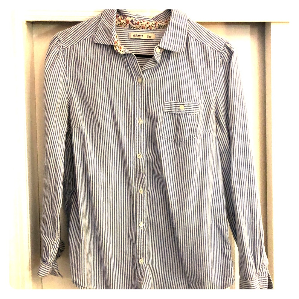 Blue and white button down